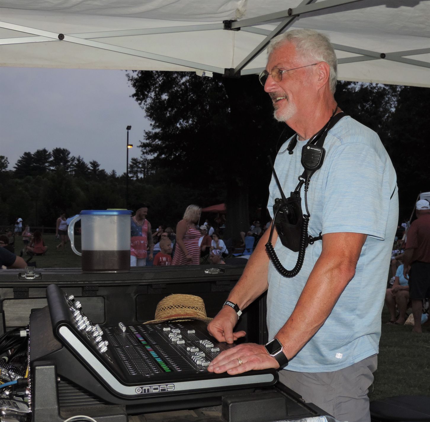 John Holder runs the sound board for RWB.JPG